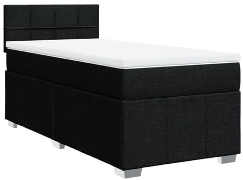 vidaXL Boxspringbett mit Matratze Schwarz 90x200 cm Stoff