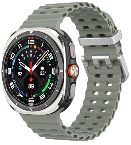 MoKo Cinturino Sportivo Compatibile con Samsung Galaxy Watch Ultra 47mm (2025/2024) per Uomo Donna, Cinturino di Ricambio in Silicone Morbido e Traspirante per Galaxy Watch 7 Ultra, Grigio verde+A