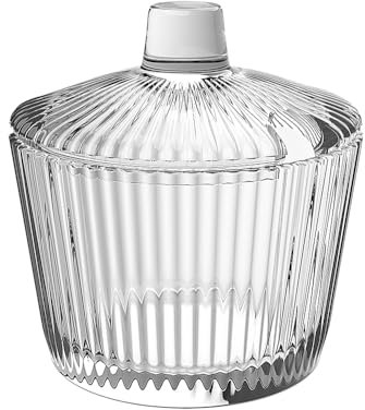 Pullmer Zuckerdose aus Glas mit Deckel, Zuckerbehälter aus Glas, rund, 210 ml(Zuckerdose Selena)