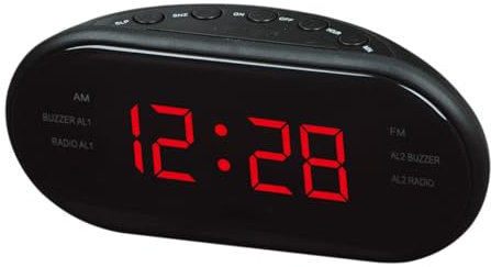 Uonlytech Digitalradiowecker Mit Fm-Radio Projiziert Uhrzeit An Decke Großem Gewölbtem Display Nachtlichter Und Schlummerfunktion