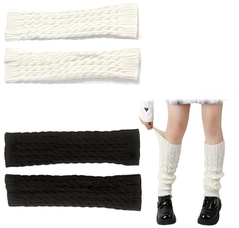 Bipl 2 Paar Bein Stulpen Damen, Herbst und Winter Ballett Damen Beinwärmer, 40cm Stricken Leg Warmers, Warme Beinstulpen für Damen Barfuß, für Zuhause, Freien, Yoga Beinwärmer-Stiefelüberzüge