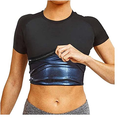 XUEBIN Tute da Sauna Camicia da Uomo T-Shirt A Compressione T-Shirt da Allenamento Sportiva Shapewear Giacca da Palestra Tuta da Sauna(Women,4XL)