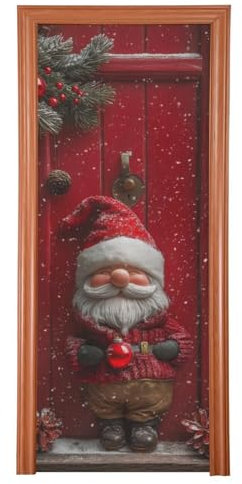 Grckit Graziosa Copertura Natalizia per Porta d'ingresso, in Tessuto Elasticizzato, Impermeabile, Decorazione per Interni ed Esterni, casa, Feste, Vacanze, 81,3 x 200,7 cm
