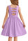 Arshiner Ragazze Abito Senza Maniche Bambini Estivo Indietro Bow Tie Vestito Cotone Casual Festivo Vestito Maniche Corte Swing Abiti da Festa per Ragazze 11-12 Anni Viola