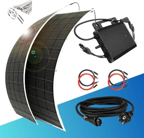 Ultraleicht Balkonkraftwerk 620 Watt - 5kg pro Modul - 2m x 0,88m - WLAN Wechselrichter für die Steckdose - perfekt für Gitterbalkone (20m Anschlusskabel)