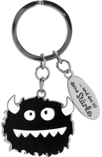 H:)PPY life Schlüsselanhänger Monster mit Spruch Stärke | Anhänger mit Schlüsselring, in Monsterform, 7,5 cm, Metall | lustiges Geschenk | 74164