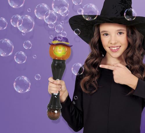 FIESTAS GUIRCA | Kürbis-Zauberstab mit Seifenblasen, Licht & Sound (32 cm) – Accessoire für Halloween, Karneval, Mottopartys, Junggesellenabschiede, Oktoberfest – Teen Unisex – Schwarz Orange
