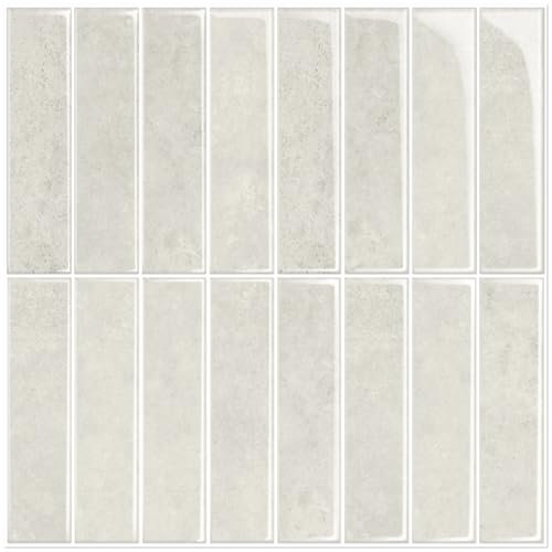 MORCART 3D Fliesenaufkleber Klebefliesen Küche Selbstklebende Backstein Aufkleber für Bad Wandfliesen Kamin Abnehmbar Wasserdicht Gray Almond 10 Stück - MT1384
