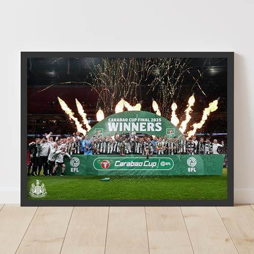 Themed Newcastle United Cup Winners Print - Team Celebration with Flames (21cm x 29.7cm - A4)