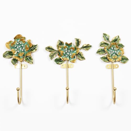 bordorsse Wandhaken im Vintage-Stil, dekorative Kleiderbügel, 3 Stück, Metall-Wandhaken mit Blumenform zum Aufhängen von Mänteln