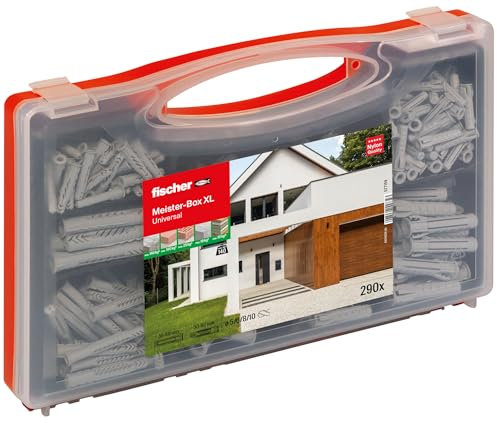 fischer Meister-Box XL Lot de 290 chevilles universelles 5-10 mm de diamètre, 30-60 mm de longueur, pour toute la maison, pour bricoleurs et professionnels, chevilles UX