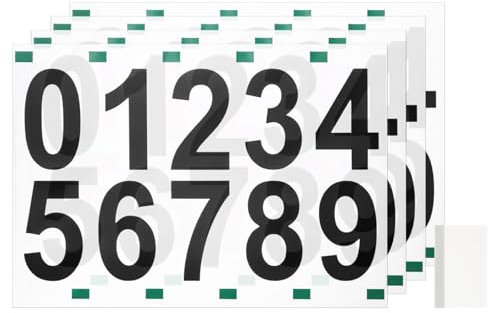 sourcing map 4 Sheets/40 Pcs Mailbox Numbers for Outside, 4 Inch 0-9 Vinyl Self-Adhesive Numbers Stickers Waterproof House Sticker with Scraper for Signs Doors Address, Black