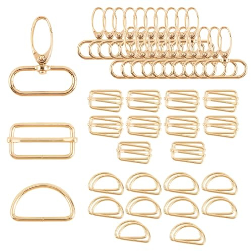 BOFUNX 60 Stücke D-Ringe Schiebeschnalle Gürtelschnalle Drehverschluss Karabiner 32mm für Handtasche Rucksack Tasche Zubehör
