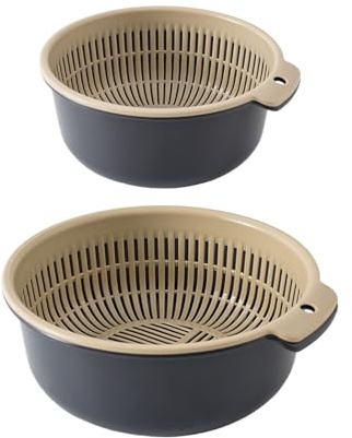 Derwrtup Colador con cuenco | Lave tazón colador, recipiente de cocina con orificios de drenaje rápido y base antideslizante para la limpieza de pasta, tamizar y preparar comidas en el