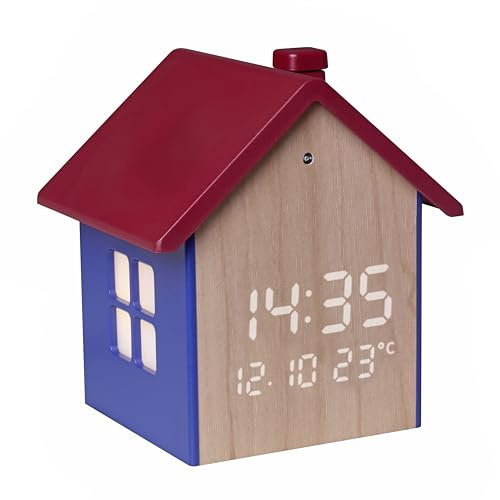 TFA Dostmann Digital Wecker in Haus-Form für Kinder, 60.2046.06, Uhrzeit/Datum/Innentemperatur, mit Nachtlichtfunktion, ideal auch im Flur/Eingangsbereich/Kinderzimmer, unsichtbares Display, bunt