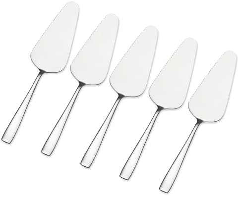 Kucensi Cake Server Set Stainless Steel, 5 Pieces Cake Shovel Stainless Steel Polished Cake Shovel Cake Knife with Serrated Edges, Cake Knife Set for Kitchens Restaurants Parties