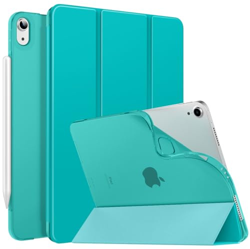 MoKo Hülle für iPad Air 11 Zoll M4/M3/M2 (2026/2025/2024), Bondi Blau | für iPad Air 5./4. Gen 2022/2020 10,9 Zoll Dünn Ständer Schutzhülle mit Weicher TPU-Rückseite PU Leder Auto Schlafen/Wachen