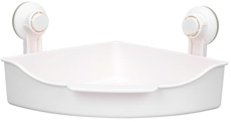 TOYANDONA Étagère D’Angle pour Salle de Bain à Ventouses Blanche, Support de Rangement sans Perçage, Matériau Imperméable, Grosse Capacité, Étagère Murale D’Angle pour Accessoires Toilette