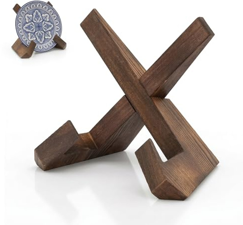 Tellerständer Zur Aufsteller,Buchständer,Kochbuchhalter,Kochbuchständer Holzständer,Buchhalter Leseständer,17cm Tellerhalter,Buchaufsteller,Hölzern Teller Ständer,Für Küche Pad Bücher Tablet Deko