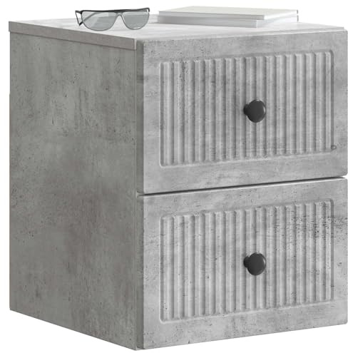 vidaXL Wandmontierter Nachttisch Betongrau 33 x 34,5 x 40 cm, Retro Wohnzimmer Stauraum, rechteckige Wandmöbel, platzsparende Schränke, Coole Deko-Organizer