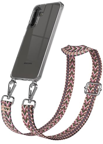 EAZY CASE Handykette - Verstellbares Taschenband kompatibel mit Galaxy A17, Schulterriemen, Handykordel mit Silikon Hülle, Umhängetasche, Beere Pink Silber
