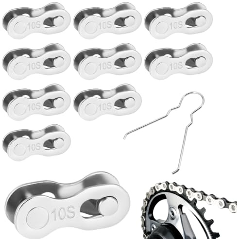 10 Paar Kettenschloss Fahrradkette 10 Fach Shimano, Fahrradkettenglied mit Montagehilfe, Kettenverschluss Quick Link Rennrad MTB Trekking, Schnelle Fahrradreparatur Kettenglieder Set