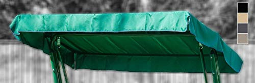 2 & 3 SEATER REPLACEMENT CANOPY COVER FOR SWING SEAT GARDEN HAMMOCK - GREEN, BLACK OR CAPPUCCINO (3 Seater, Black)