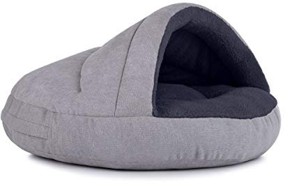 Hundehöhle außen schick, innen bequem, ORTHOPÄDISCH in Silber-Anthrazit Füllung Visco Größe 95x55