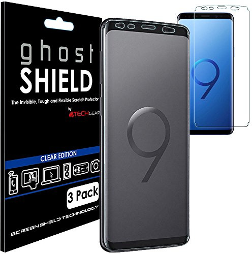 TECHGEAR [3 Pack] Screen Protectors to fit Samsung Galaxy S9 [ghostSHIELD Edition] Genuine Reinforced Flexible TPU Screen Protector Guard Covers with Full Screen Coverage inc Curved Screen