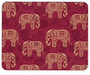 Destination Vinyl Ltd Red Elephant Pattern Mouse Mat Pad - Indian India Mum Sister Gift Computer #8856