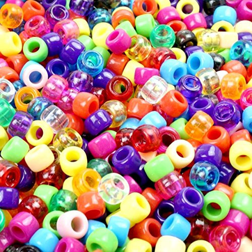 Lnvision 1000 Stück Pony Perlen mit Zum Auffädeln Großes Loch 6x8mm Bunte Transparent Barrel Perlen Bastelperlen Sortierte Mischfarbige Perlen für Halsketten Armbänder Schmuckherstellung