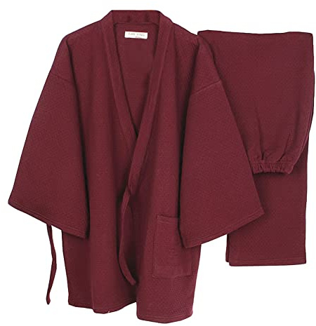 Fancy Pumpkin Plus épais Hommes Stil japonais Roben lâche Hiver Chaud Kimono Pyjamas kostüm [Taille L vin Rouge]