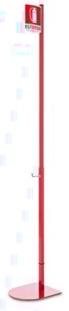 Kitpole - Piantana Porta Estintore colore rosso 3000, base flat completa di ASTA e CARTELLO