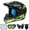 MRDEER Motocrosshelme mit Brille für Kinder, Motorrad Cross Helme Downhill Enduro Helm für Unisex Teenager Off Road MTB Helm Sicherheit Schutz Motorradhelm mit Handschuhe Maske Helmnetz, Grün, M