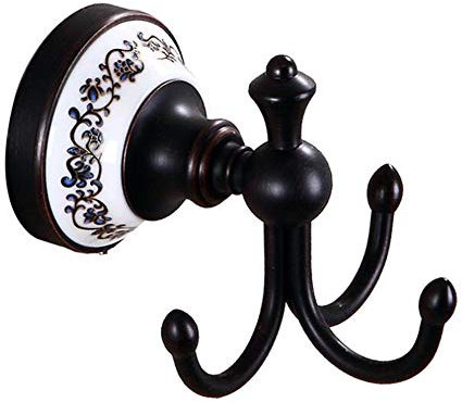 BOATX Handtuchhaken 3er Schwarz Retro Kleiderhaken Wandhaken Mantelhaken aus Messing für Bad und Küche - Zum Bohren Wandmontage