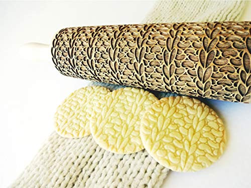 TRICOT Rouleau a Patisserie avec Motif Bois Grave, Rouleau à Pâtisserie Decoratif, Pour DIY Faire et la Décoration de Biscuits avec Embossage par Algis Crafts