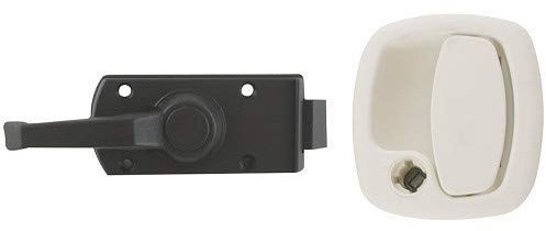 Serrure portillon Garage carré Blanche poignée à loquet