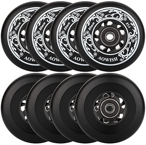 AOWISH Inlineskate Wheels 85A Outdoor Asphalt Formula Hockey Roller Blades Ersatzrad mit Kugellagern ABEC-9 und schwimmenden Abstandshaltern (8er-Pack)