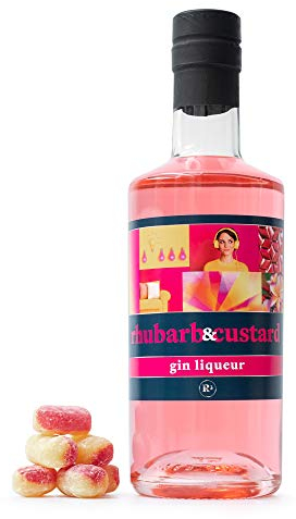 Rhubarb Gin by R3, Rhubarb and Custard Gin Liqueur 50cl, Rhubard Flavoured Gin Gift Set – Sweet Cocktail Mixers for Alcohol Drinks – Birthday Gin Gifts for Women & Men, Gin Hamper