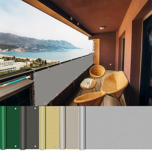AEREY Brise Vue pour Balcon 90x450cm, Brise Vue Pas Cher, Bien aux UV et aux intempéries Brise Vue Terrasse - Gris Clair