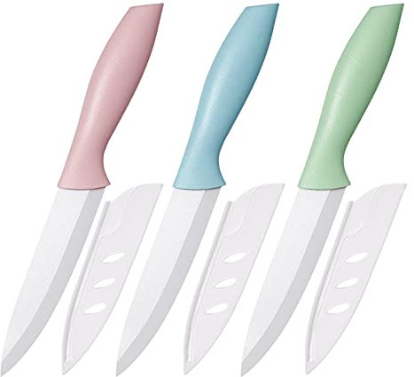 Fruit Knife, a Sharp and Durable Fruit Knife Set, Exquisite and Beautiful, Ceramic Fruit Knife is Suitable for Most Vegetables, Fruits and Meats (3-Pack, Pink, Blue, Green)