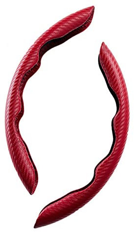 ihreesy Lenkradabdeckung Booster,2 Stück Carbon Fiber Muster Lenkradbezug Rutschfest 15 Zoll / 38cm Lenkradschoner Lenkrad Booster Lenkradschutz Dekorative Abdeckung Auto Lenkradhülle,Rot