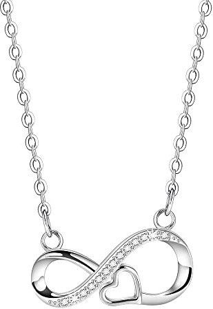 Viwind Necklaces for Women 925 Sterling Silver Infinity Pendant Necklace Jewellery Gifts for Mum Her Wife Girlfriend Anniversary Birthday Mothers Day Christmas Valentines (Infinity Heart)
