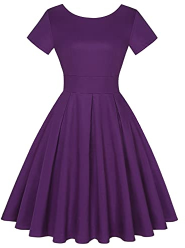 MINTLIMIT Women's 1950s Retro Vintage Cocktail Party Short Sleeve Swing Dress