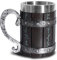 Ottalent Nordic Viking Mug,Oak Wooden Beer Stein Stainless Steel Liner,Nordic mythology Viking Runes Tankard Coffee Cup for Men Father’s Day Gift 18oz.