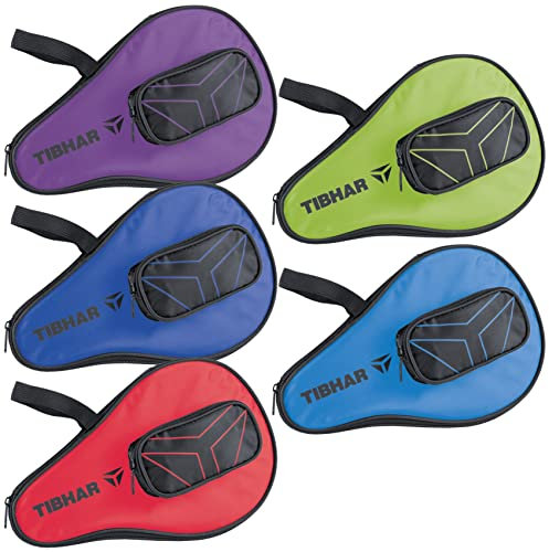 Tibhar Tischtennisschläger Hülle T-Logo mit Ballfach | Tischtennis Tasche für 1 Schläger | Tischtennis Schlägerkoffer (rot)