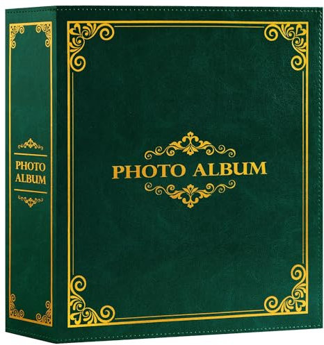 Lanpn Fotoalbum 10x15 1000, Traditionell Extra Großes XXL Kunstleder Einstecken Einsteckalbum für Hoch und Querformat Fotos Bilder Grün