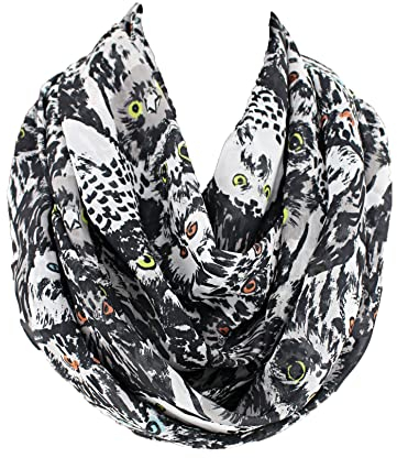 Etwoa's Eule Infinity Schal Kreis Schal Loop Schal, schwarz, Large