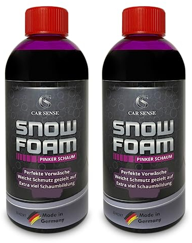 Car Sense Snow Foam pinker Schaum 2x0,5L gründlicher Auto Schaumreiniger I Perfekt geeignet für eine effektive Vorwäsche, dichter gut riechender Schaum