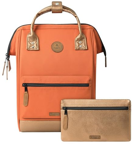 CABAIA - Sac à Dos Adventurer Bogota - Maxi 23L - Déperlant - Compartiment Ordinateur Portable 15 - 2 Poches - Certifié Vegan - Sac Voyage, Affaires, École pour Homme et Femme - Orange